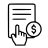Purchase order financing icon: Hand pointing to signed document for supplier payment